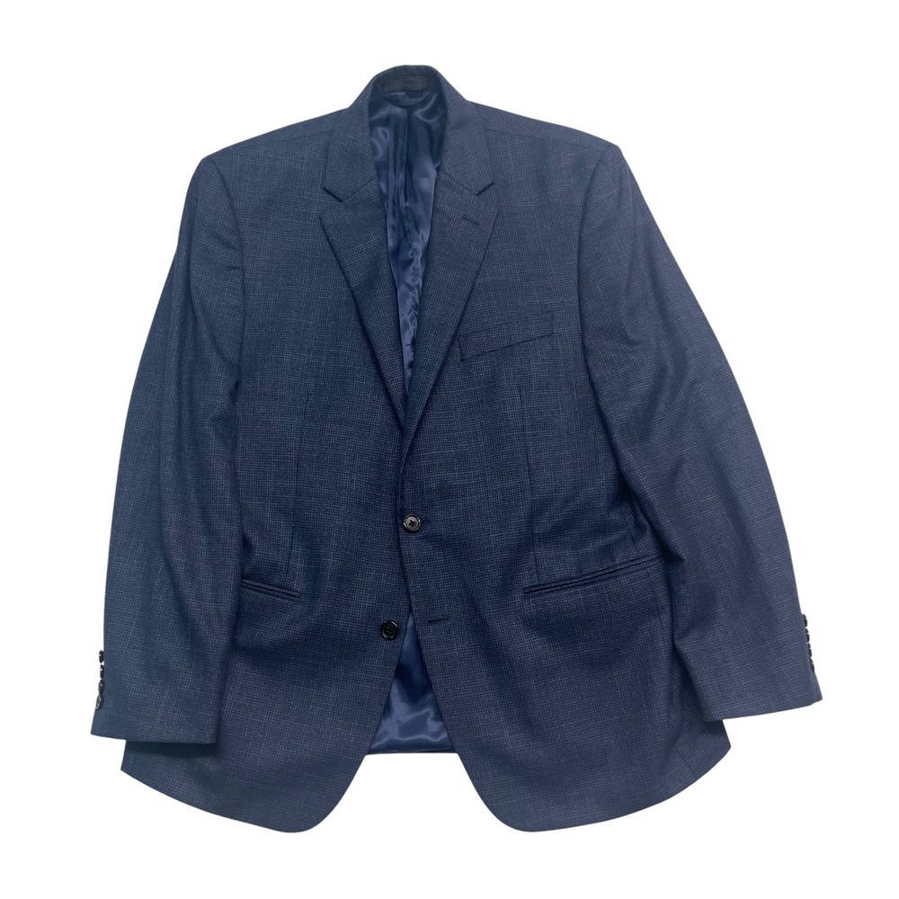 Ralph Lauren 42R Navy Blue Micro Houndstooth‎ Blazer Jacket Sport Suit Coat